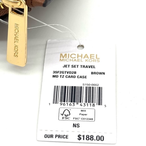 Michael Kors Medium Logo Card Case Wallet Brown Signature - Picture 5 of 5